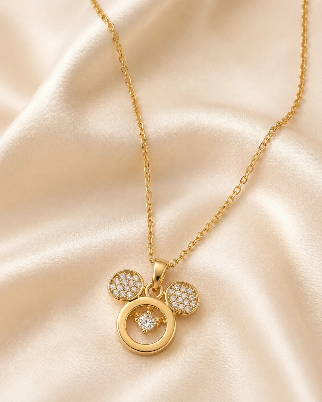 Çelik Işıltılı Mouse Figür Kolye Gold